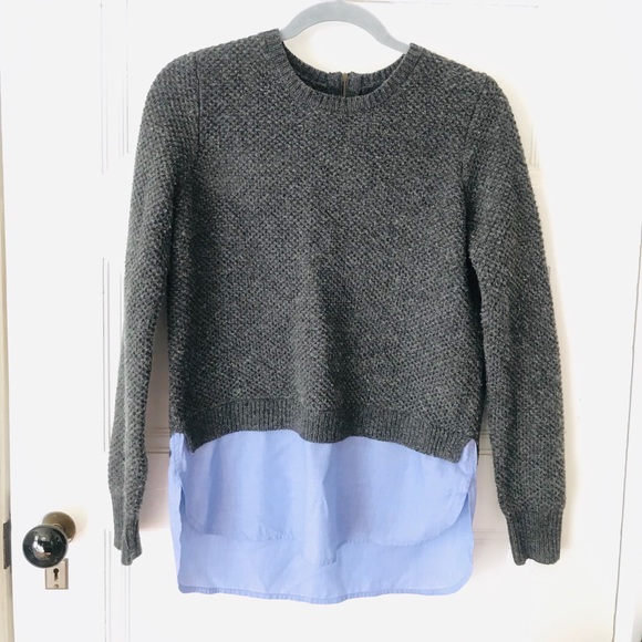 J. Crew Grey & Blue Wool Shirttail Sweater - Picture 8 of 10